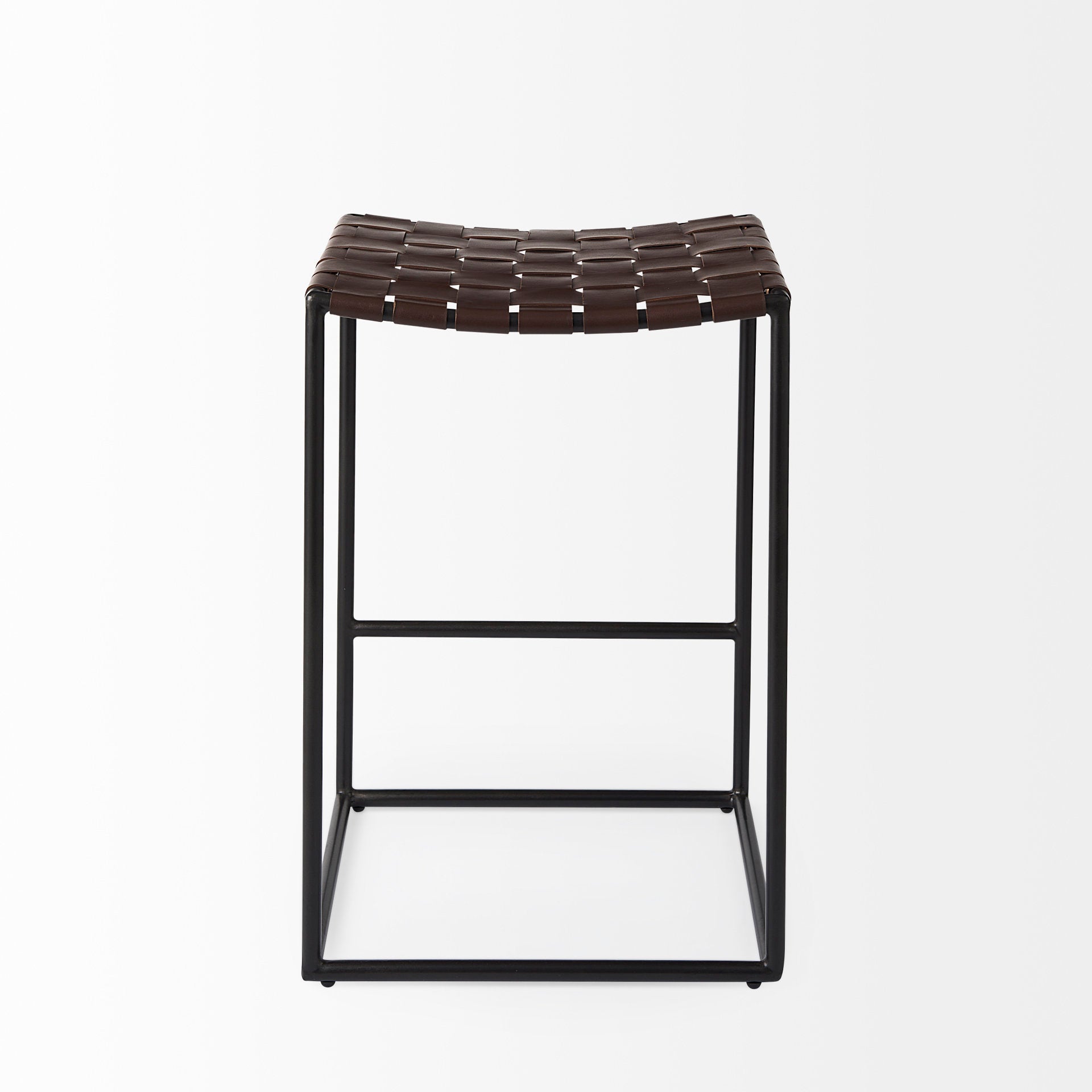 Clarissa Leather Seat Bar Counter Stool Brown Leather | Black Metal | Counter - bar-stools