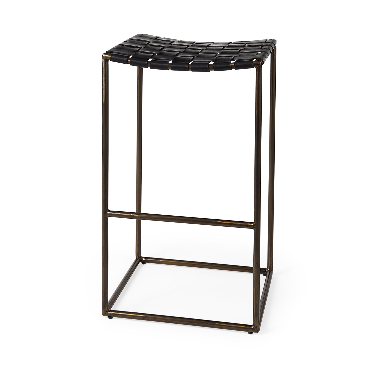 Clarissa Bar Counter Stool Black Leather | Gold Metal | Bar - bar-stools