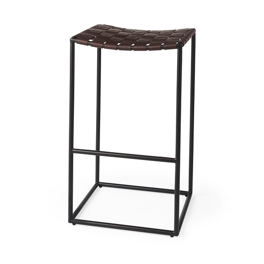 Clarissa Bar Counter Stool Brown Leather | Black Metal | Bar - bar-stools