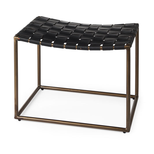 Clarissa Bench Black Leather | Gold Metal - benches