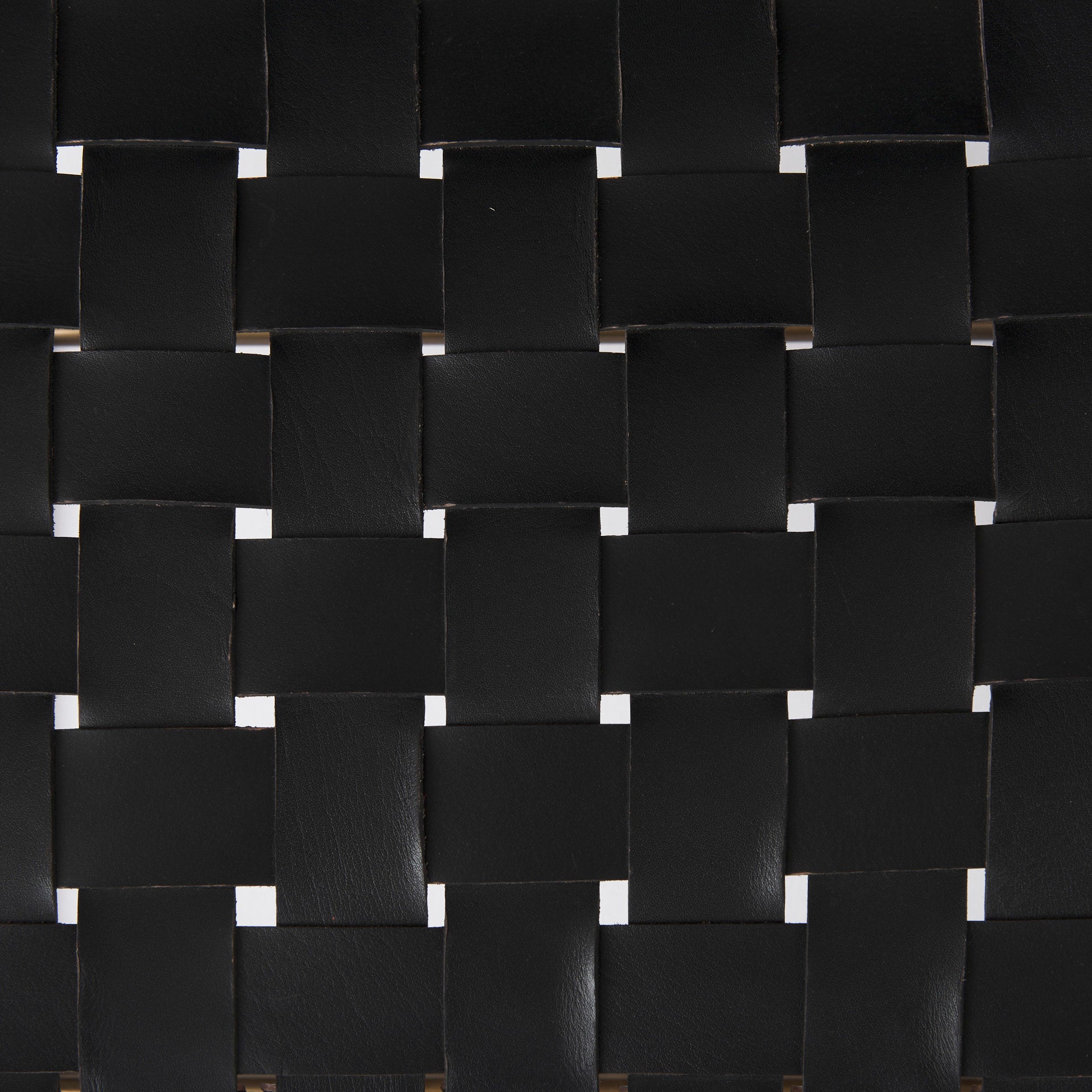 Clarissa 22.0L x 16.0W x 16.75H Black Leather Woven Seat W/ Gold Metal Frame Stool