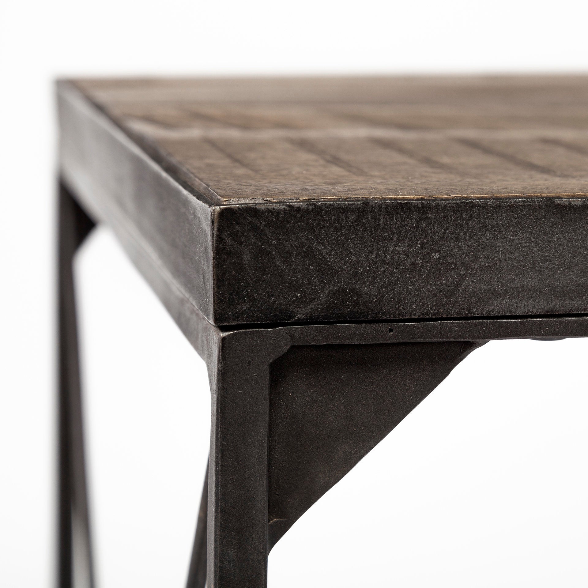 Trestman End Side Table Medium Brown Wood | Black Iron - end-and-side-tables