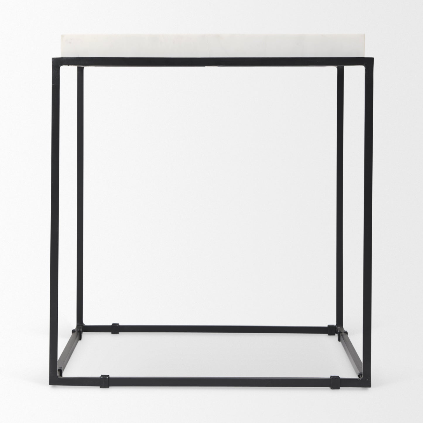 Nathan End Side Table White Marble | Black Metal - end-and-side-tables