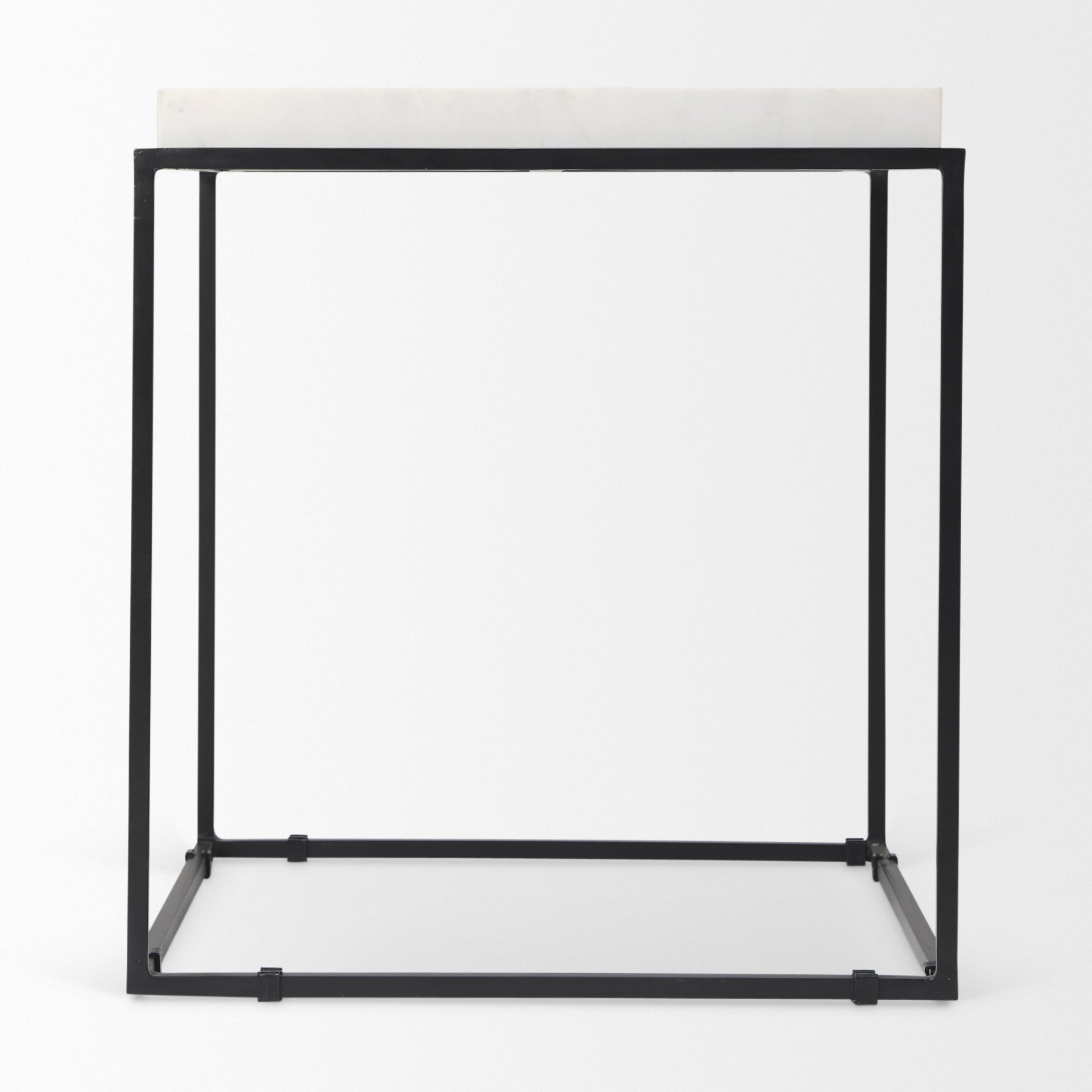 Nathan End Side Table White Marble | Black Metal - end-and-side-tables