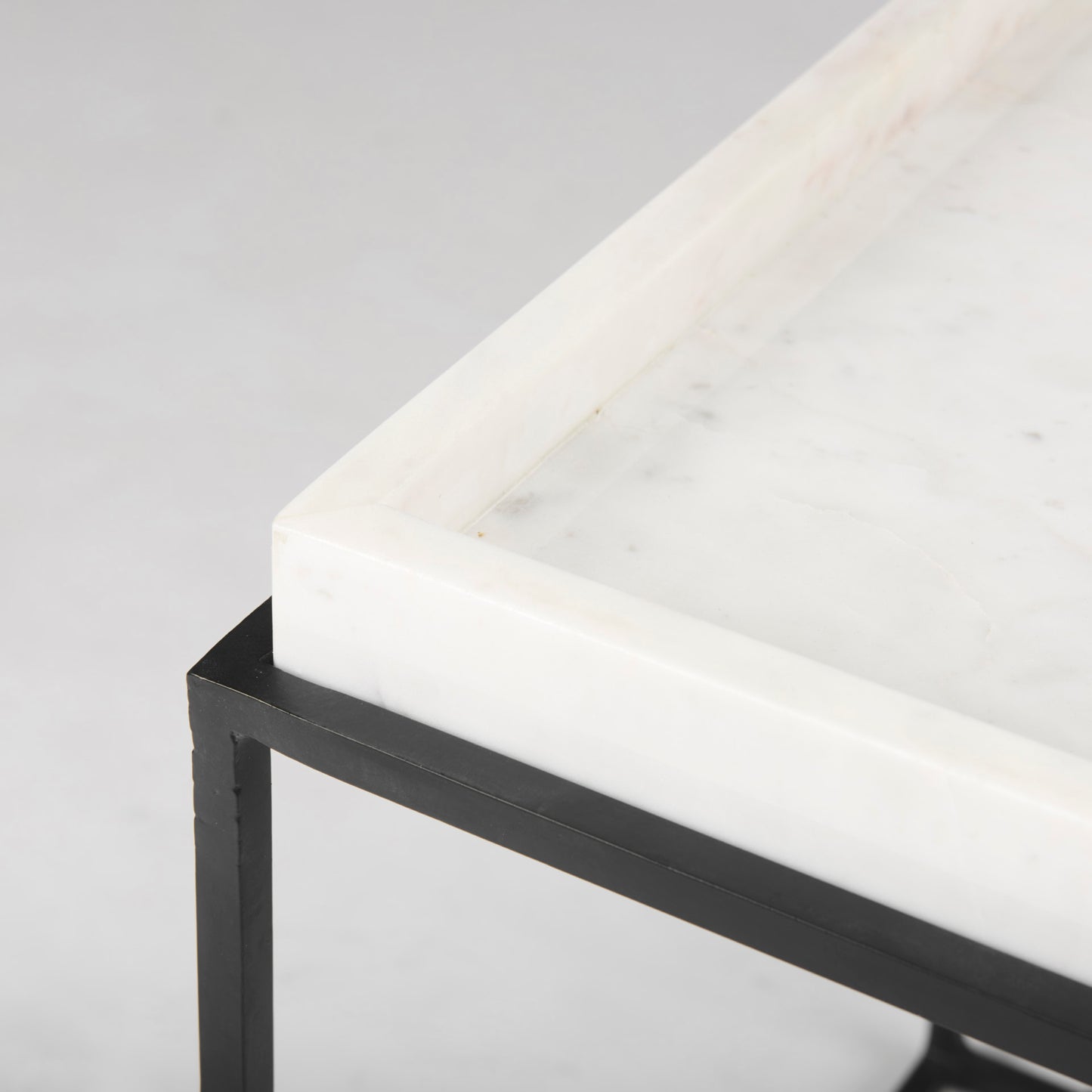 Nathan End Side Table White Marble | Black Metal - end-and-side-tables