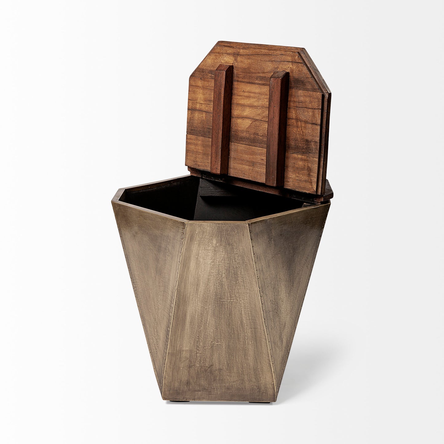 Esagono End Side Table Natural Wood | Brass - end-and-side-tables