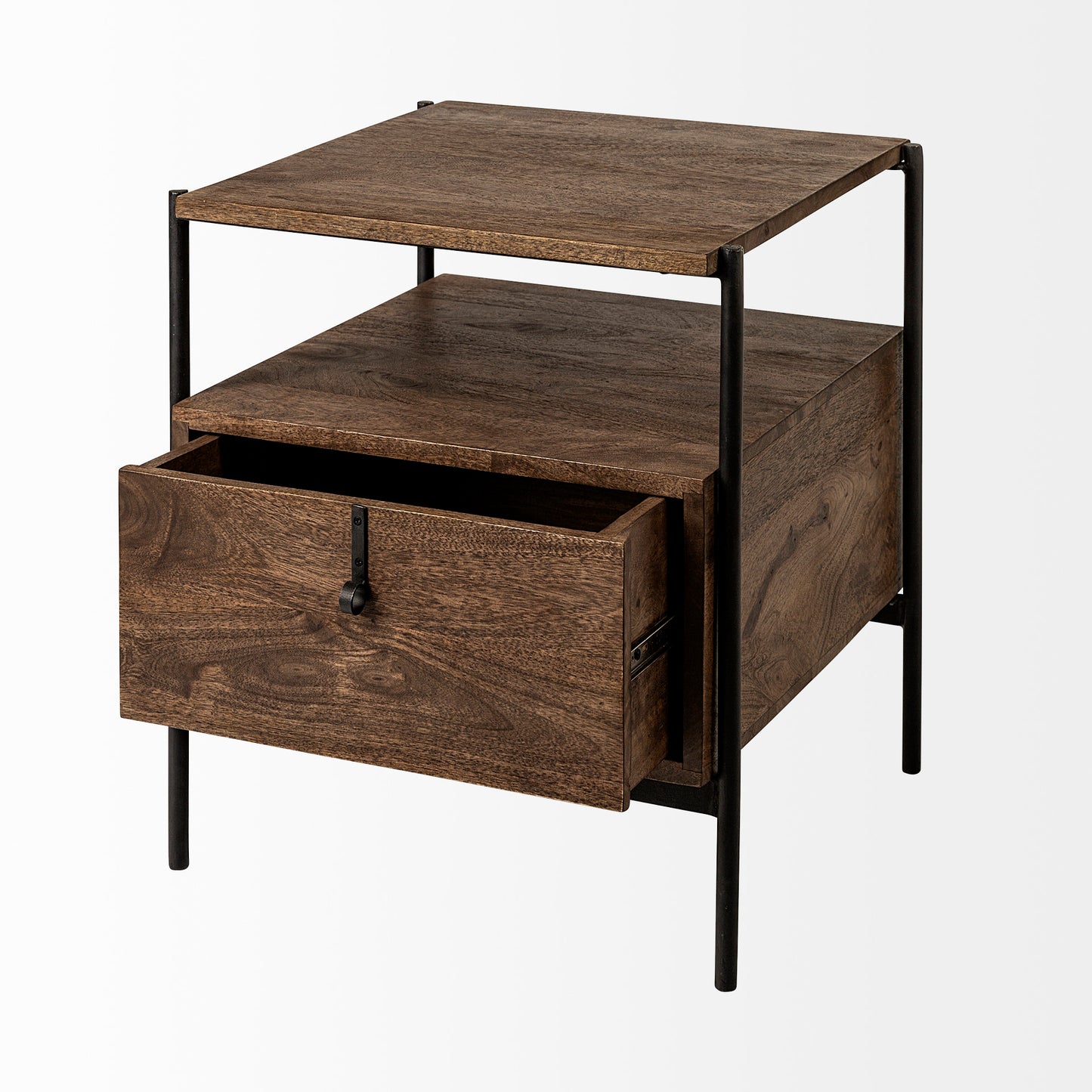 Glenn End Side Table Brown Wood | Black Metal - end-and-side-tables