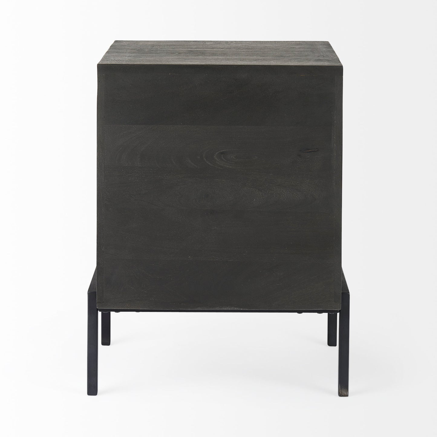 Arelius 20L x 18W x 26H Black-Brown Wood W/ Black Metal Frame End/Side Table