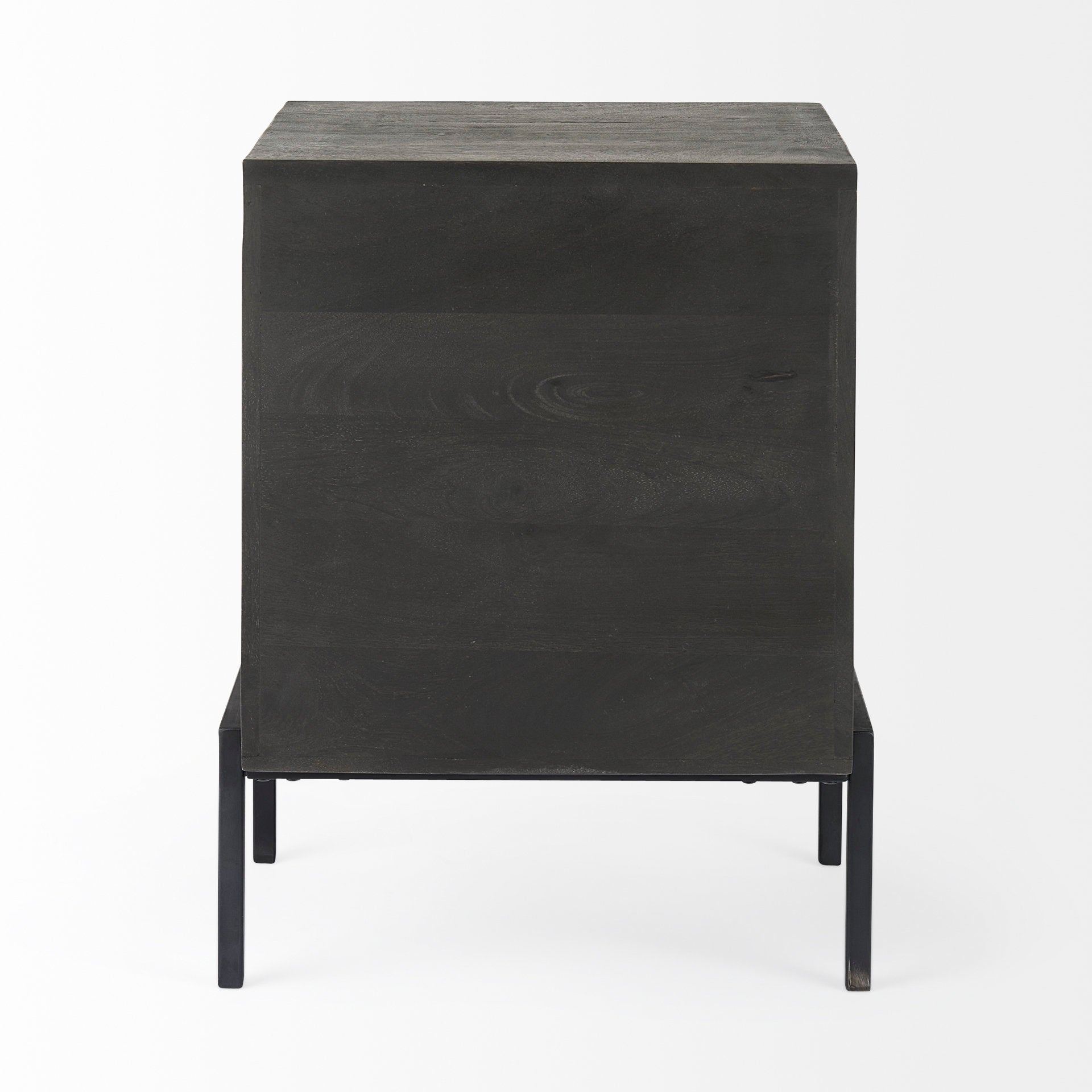 Arelius 20L x 18W x 26H Black-Brown Wood W/ Black Metal Frame End/Side Table