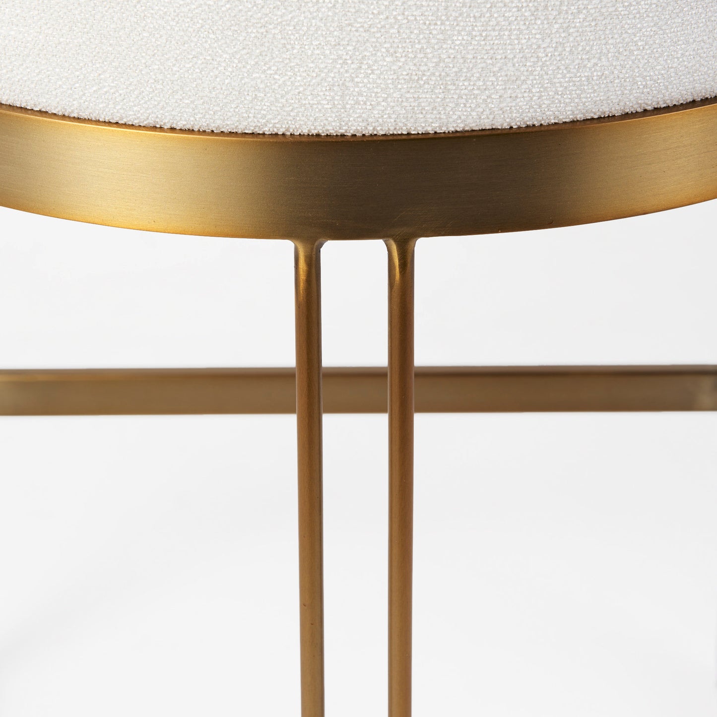 Hollyfield Upholsterd Seat Bar Counter Stool Cream Fabric | Gold Metal | Counter - bar-stools