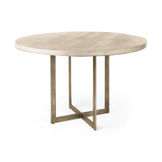 Faye Round Dining Table Beige Wood | Round