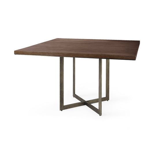 Faye Square Dining Table Medium Brown Wood | Square