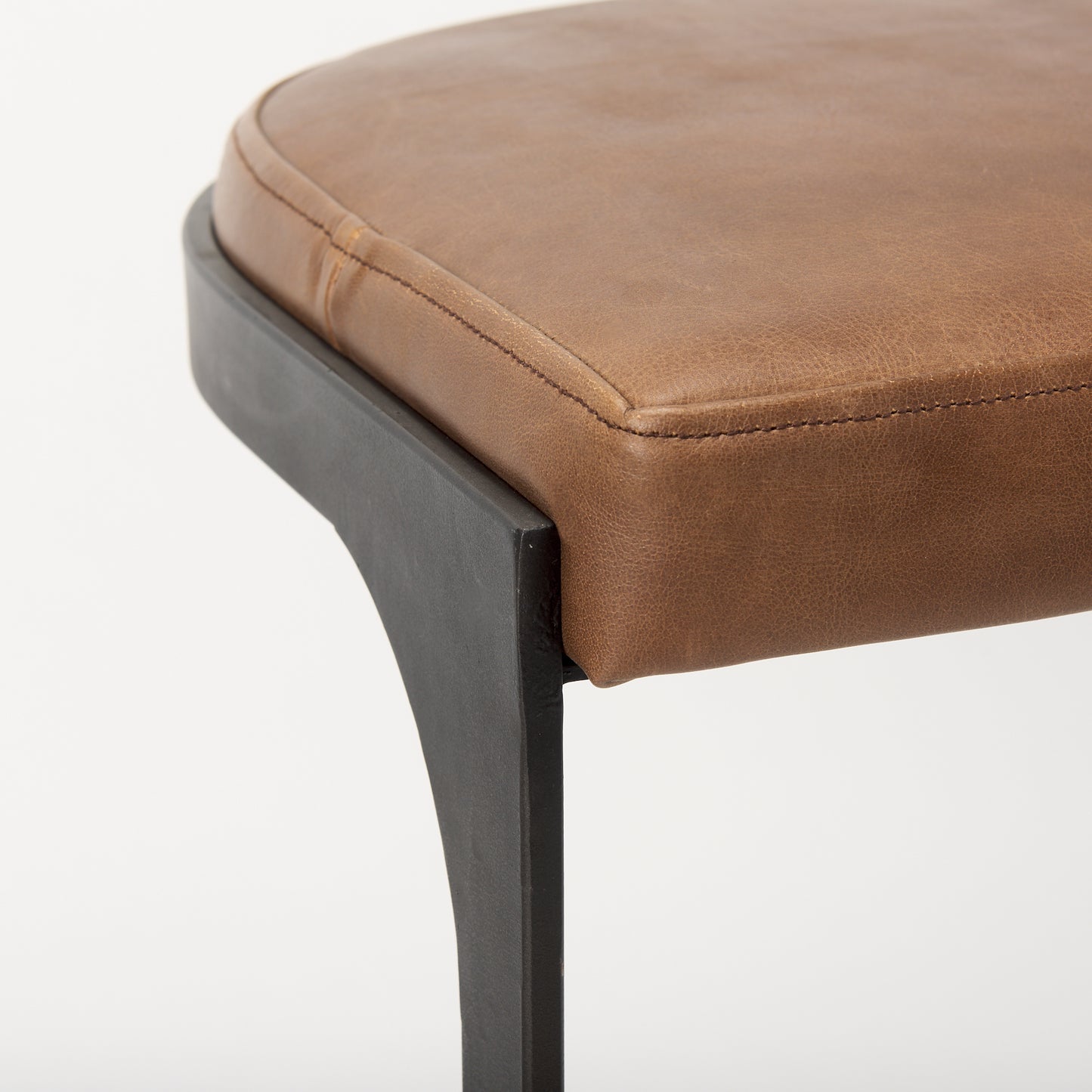 Tyson 17L x 18W x 28H Brown Leather W/ Metal Frame Counter Stool