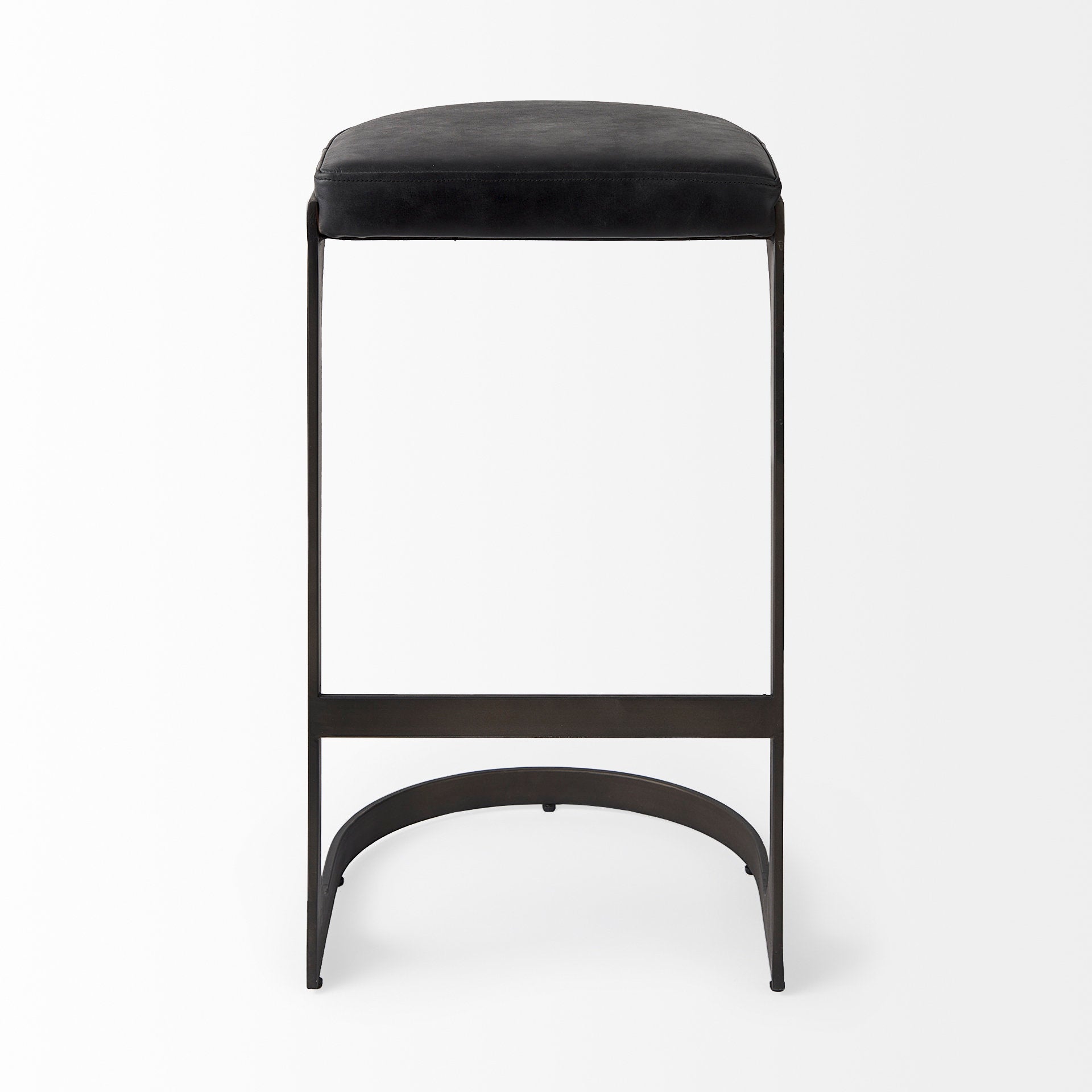 Tyson Bar Counter Stool Black Leather | Black Metal | Bar - bar-stools