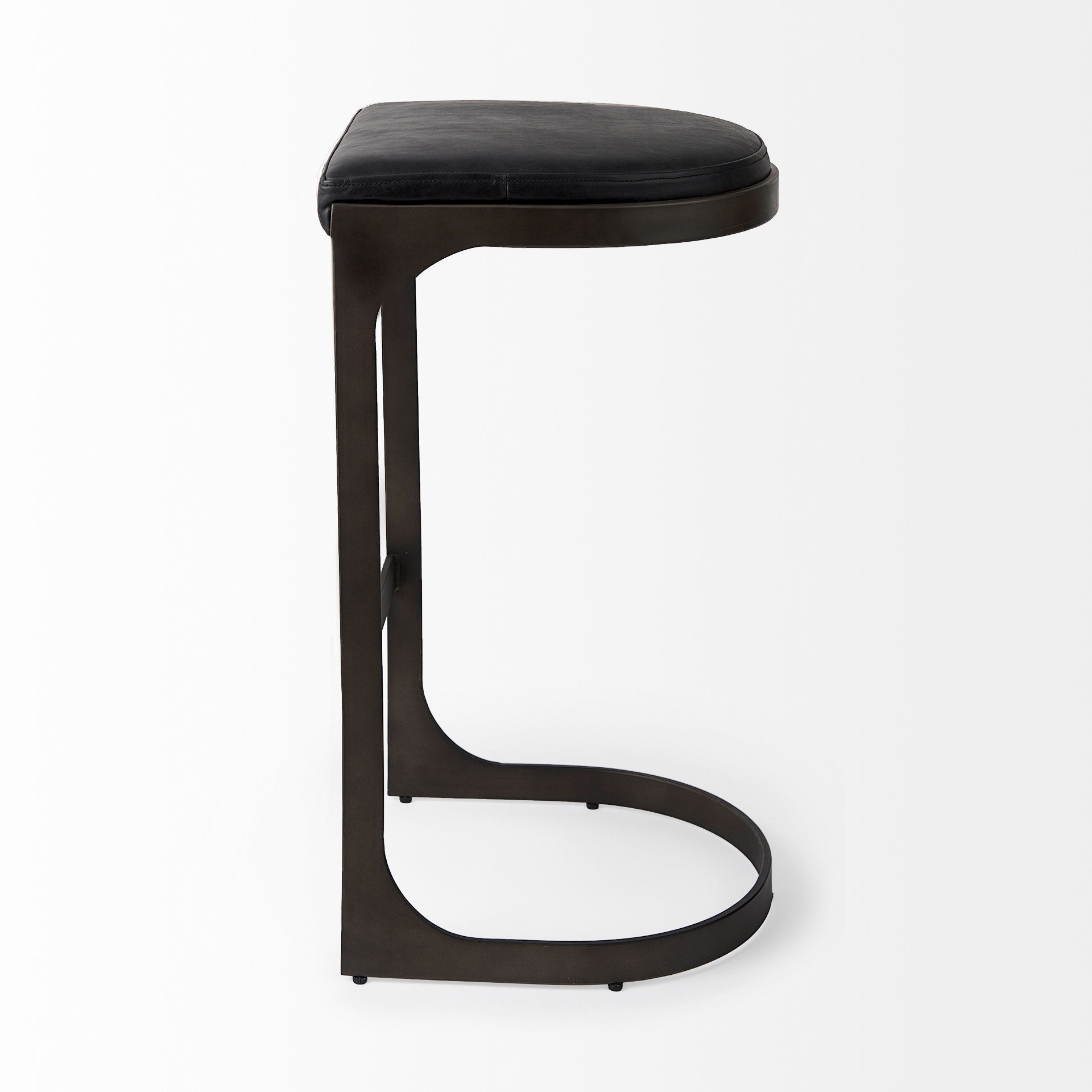 Tyson Bar Counter Stool Black Leather | Black Metal | Bar - bar-stools