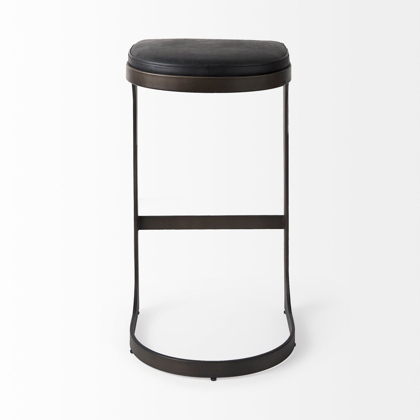 Tyson Bar Counter Stool Black Leather | Black Metal | Bar - bar-stools