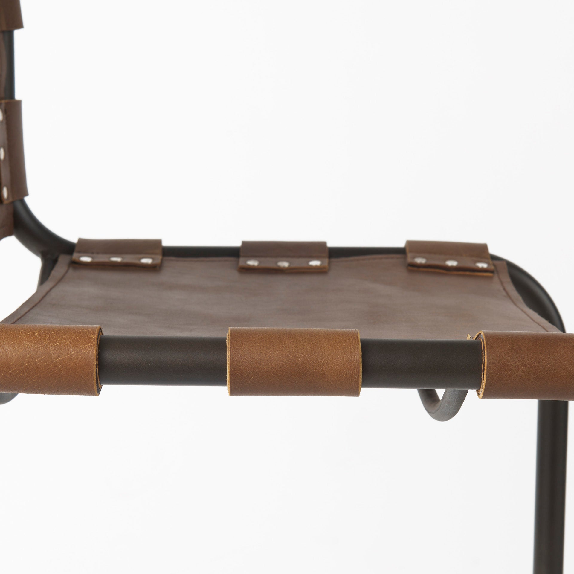 Berbick Leather Seat Bar Counter Stool Brown Leather | Gray Metal | Counter - bar-stools