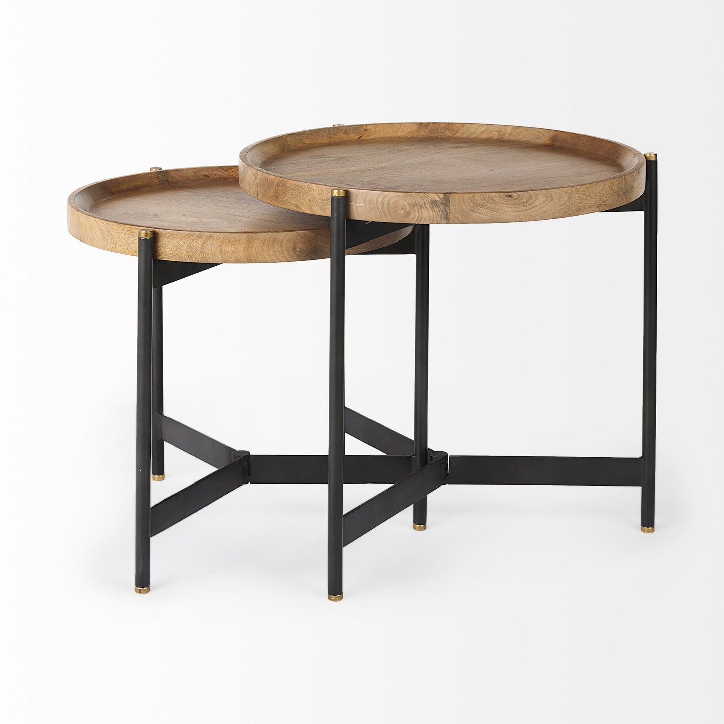 Marquisa Accent Table Brown Wood | Black Metal - end-and-side-tables