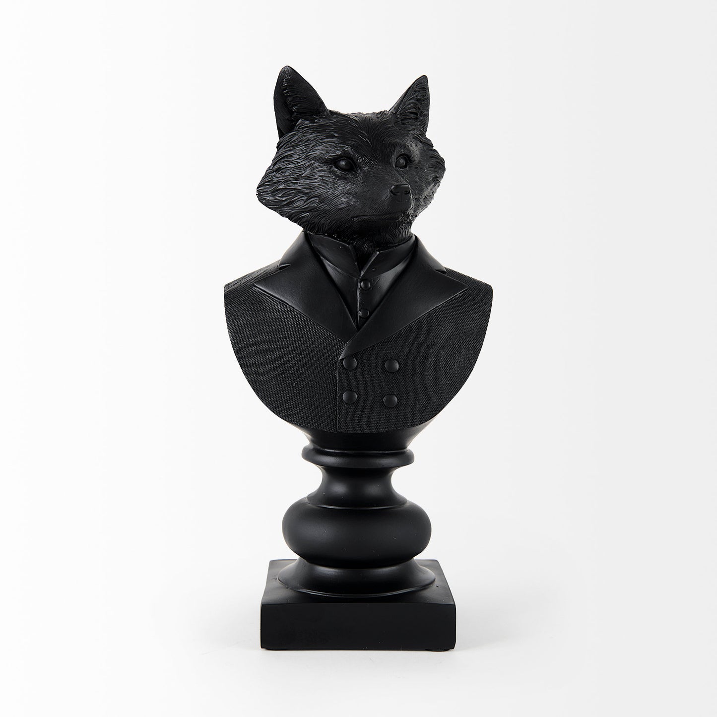 Murray 13H Black Painted Resin Fox in a Suit Bust