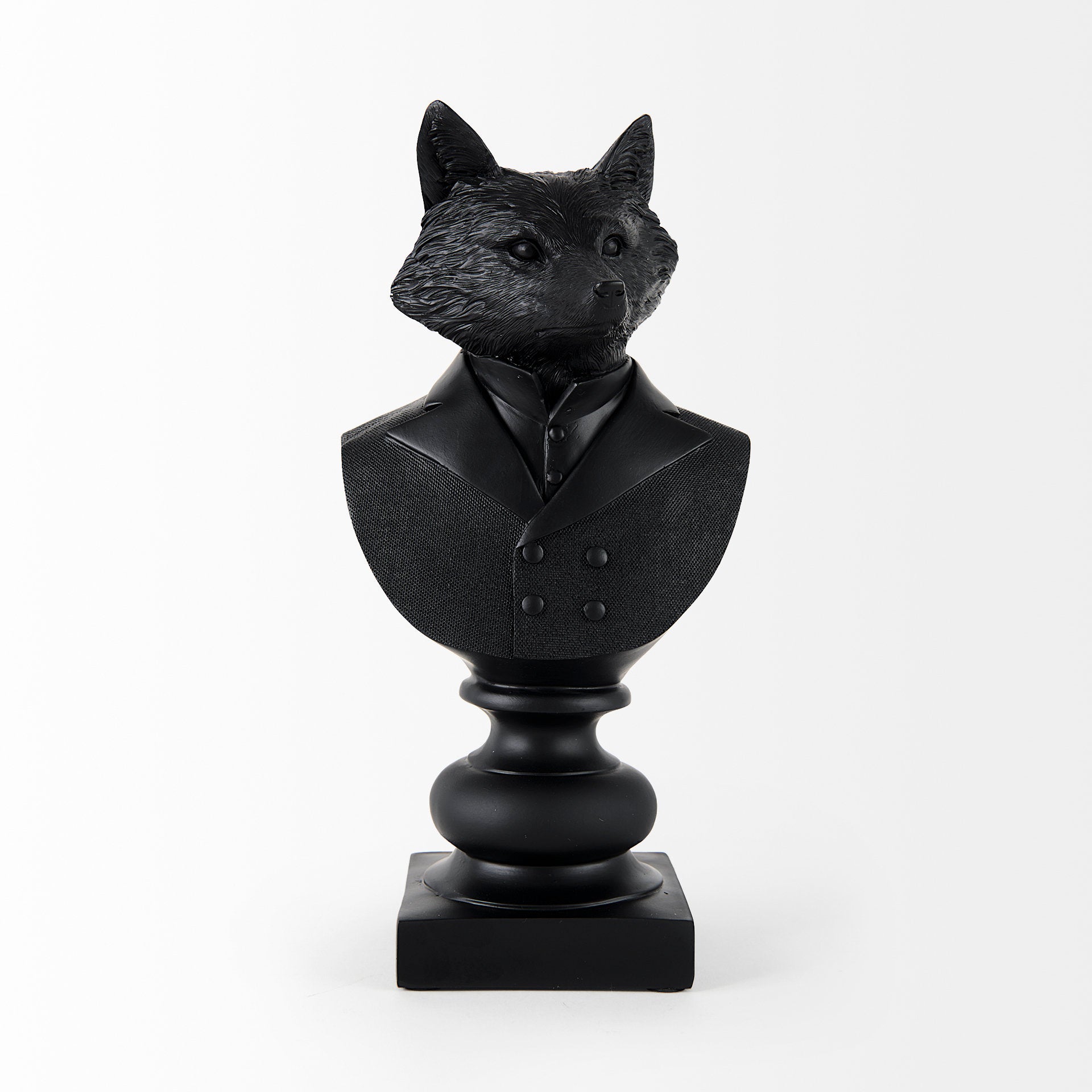 Murray 13H Black Painted Resin Fox in a Suit Bust