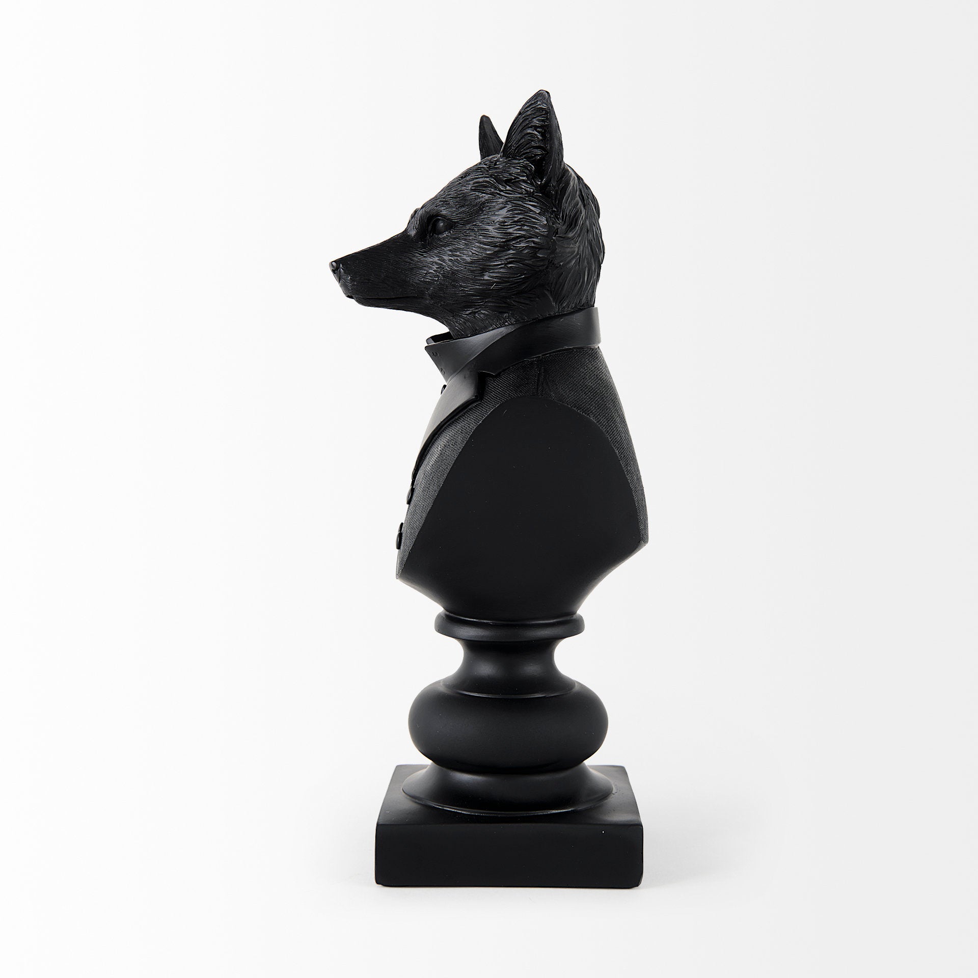 Murray 13H Black Painted Resin Fox in a Suit Bust