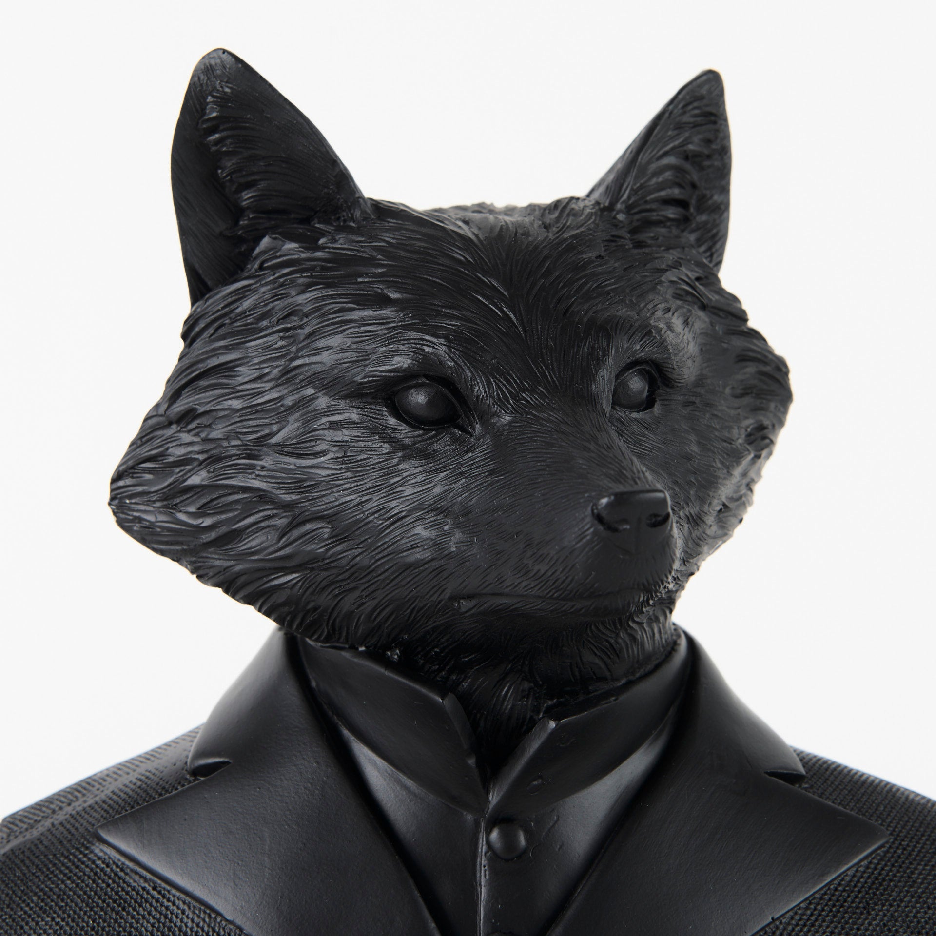 Murray 13H Black Painted Resin Fox in a Suit Bust