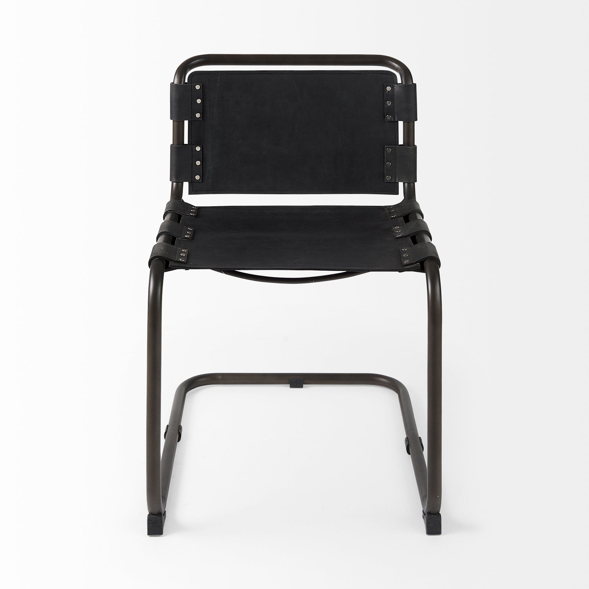 Berbick Dining Chair Black Leather | Black Metal - dining-chairs