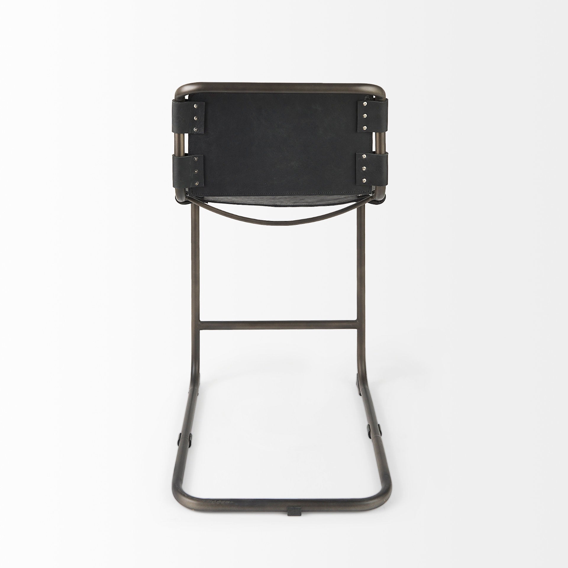 Berbick Bar Counter Stool Black Leather | Gray Metal | Counter - bar-stools