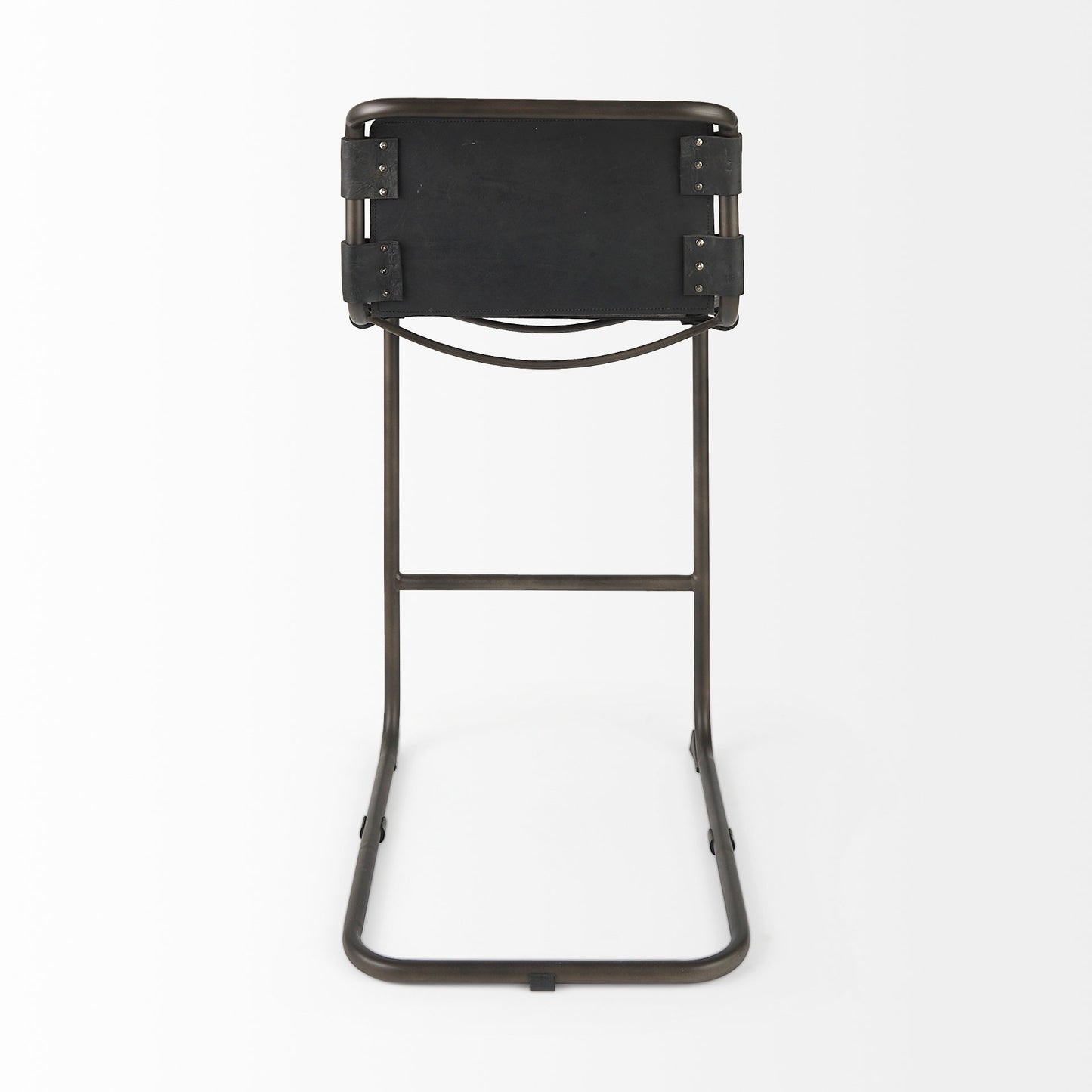 Berbick Bar Counter Stool Black Leather | Gray Metal | Bar - bar-stools