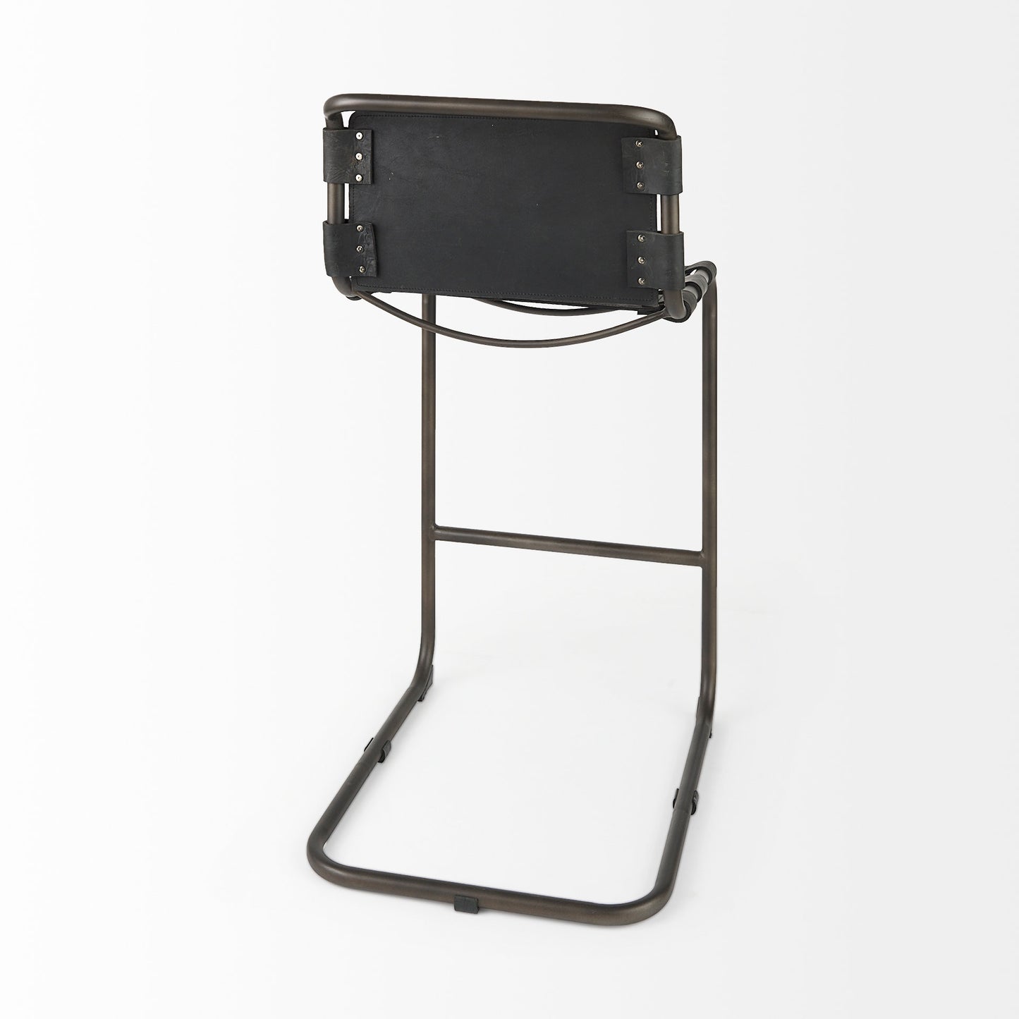 Berbick Bar Counter Stool Black Leather | Gray Metal | Bar - bar-stools