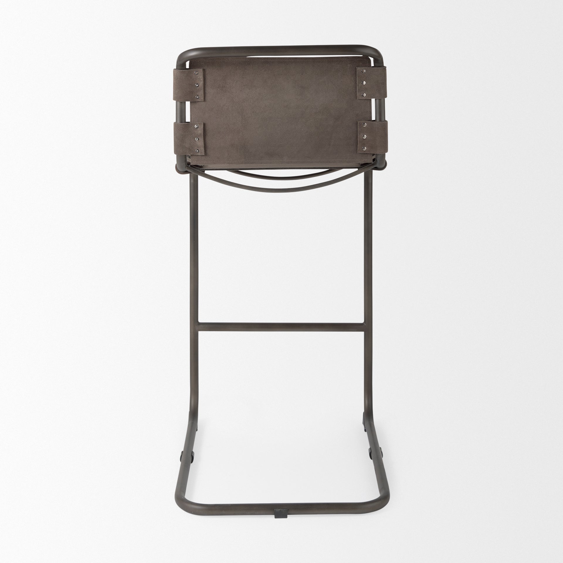 Berbick Bar Counter Stool Brown/Gray Suede | Gray Metal | Bar - bar-stools