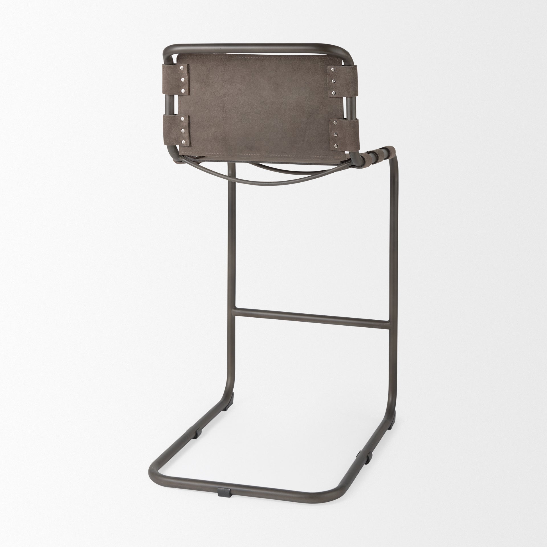 Berbick Bar Counter Stool Brown/Gray Suede | Gray Metal | Bar - bar-stools