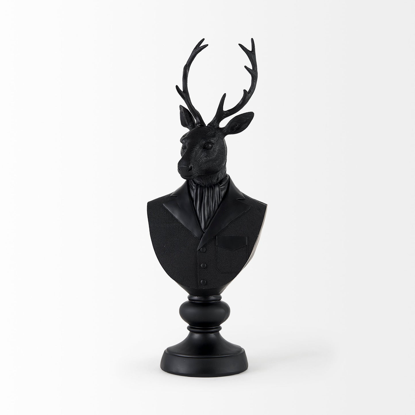 Mozart 22.5H Black Painted Resin Deer In A Suit Bust