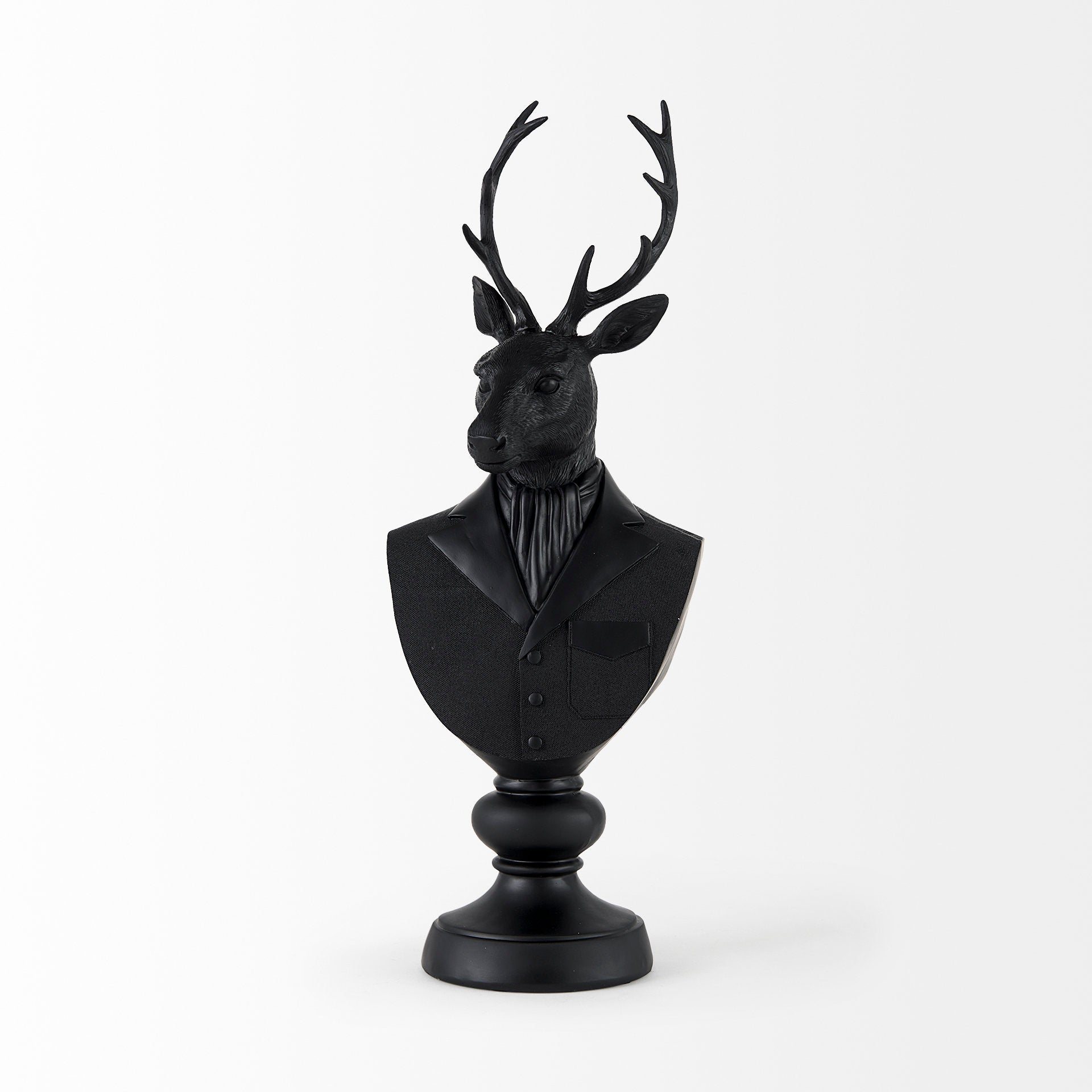 Mozart 22.5H Black Painted Resin Deer In A Suit Bust