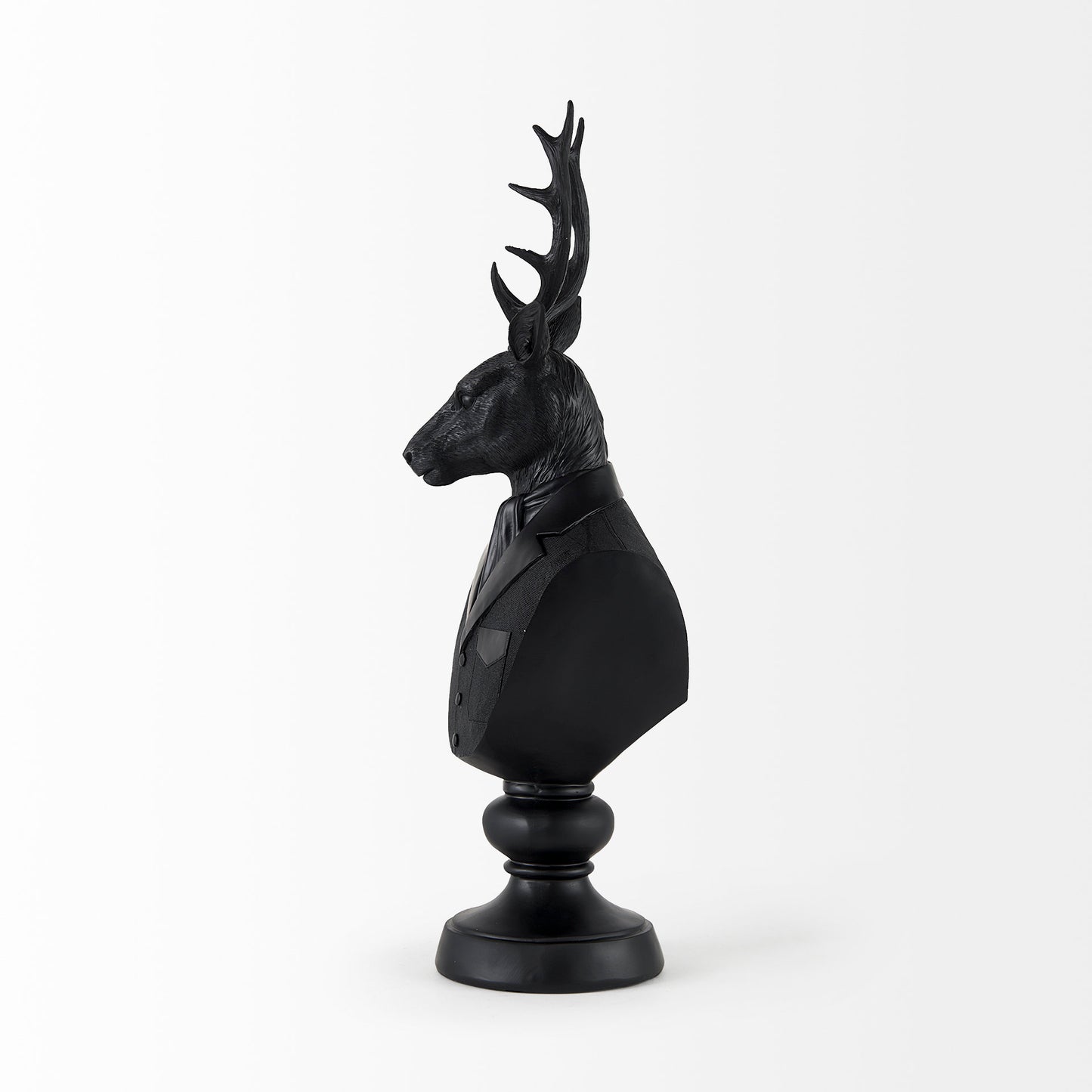 Mozart 22.5H Black Painted Resin Deer In A Suit Bust