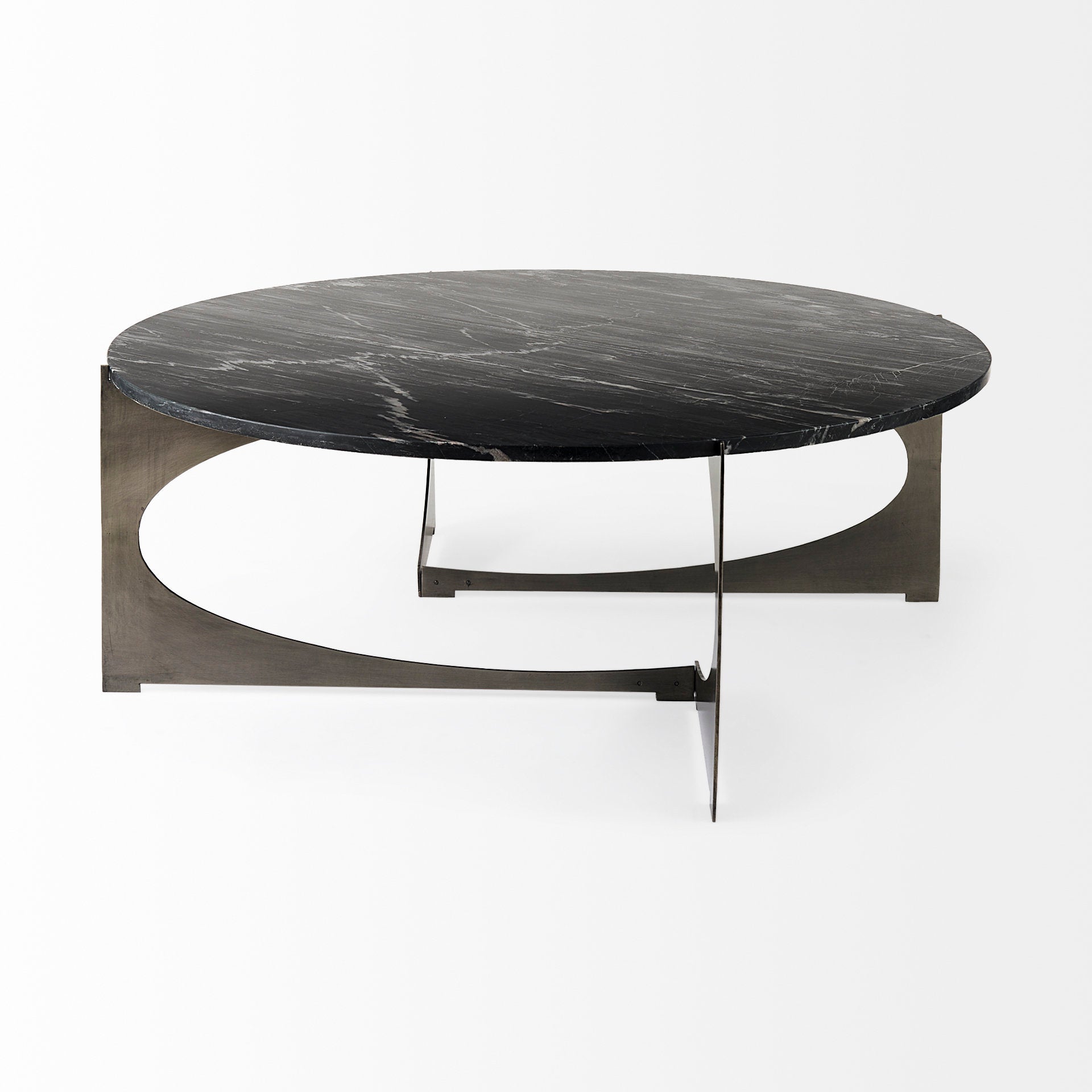 Reinhold Round Coffee Table Black Marble | Gold Metal | Round - coffee-tables