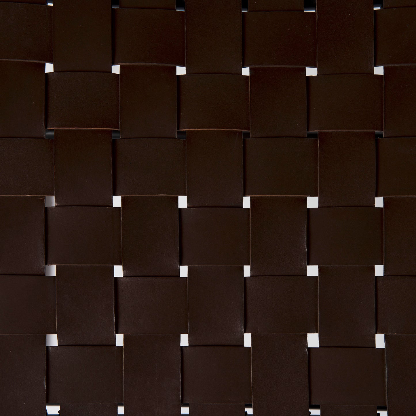 Clarissa 22.0L x 16.0W x 16.5H Brown Leather Woven Seat W/ Black Metal Frame Stool