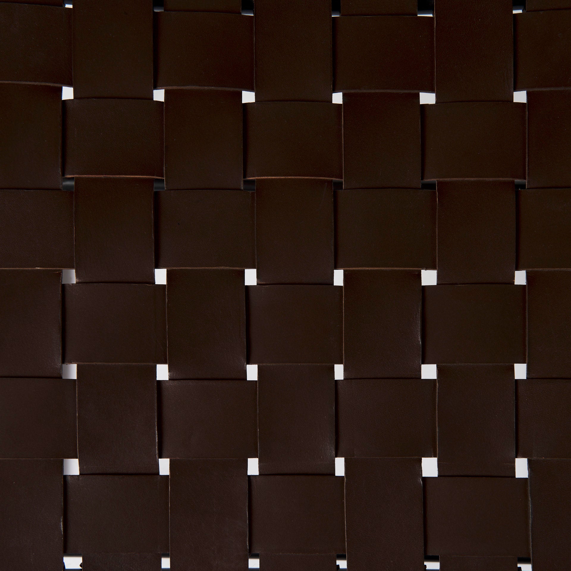 Clarissa 22.0L x 16.0W x 16.5H Brown Leather Woven Seat W/ Black Metal Frame Stool