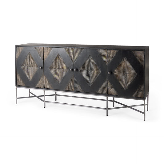 Hogarth Sideboard Dark Brown & Black Wood | Silver Metal - sideboards-and-buffets