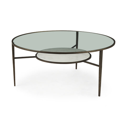 Felicity Coffee Table Glass & Marble | Gold Iron - coffee-tables