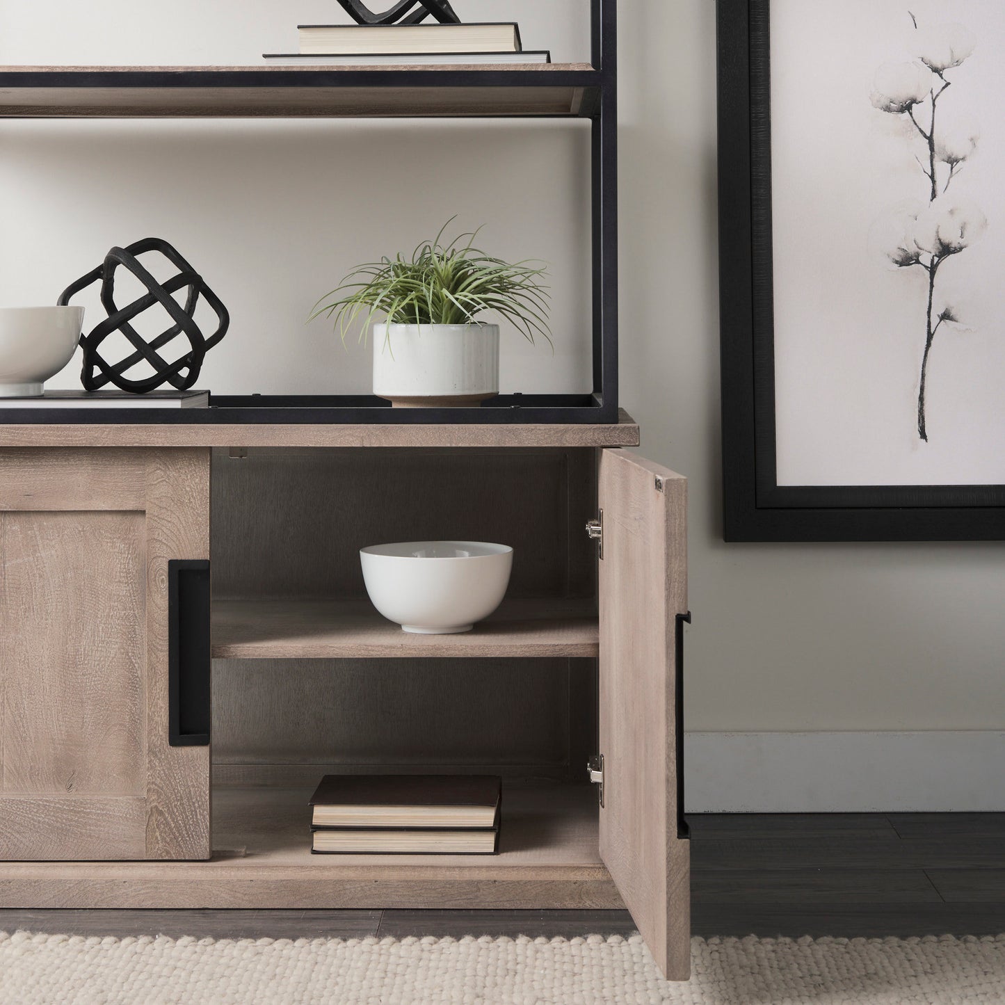 Braxton Shelving Unit Light Brown Wood | Black Metal | 42L - shelving
