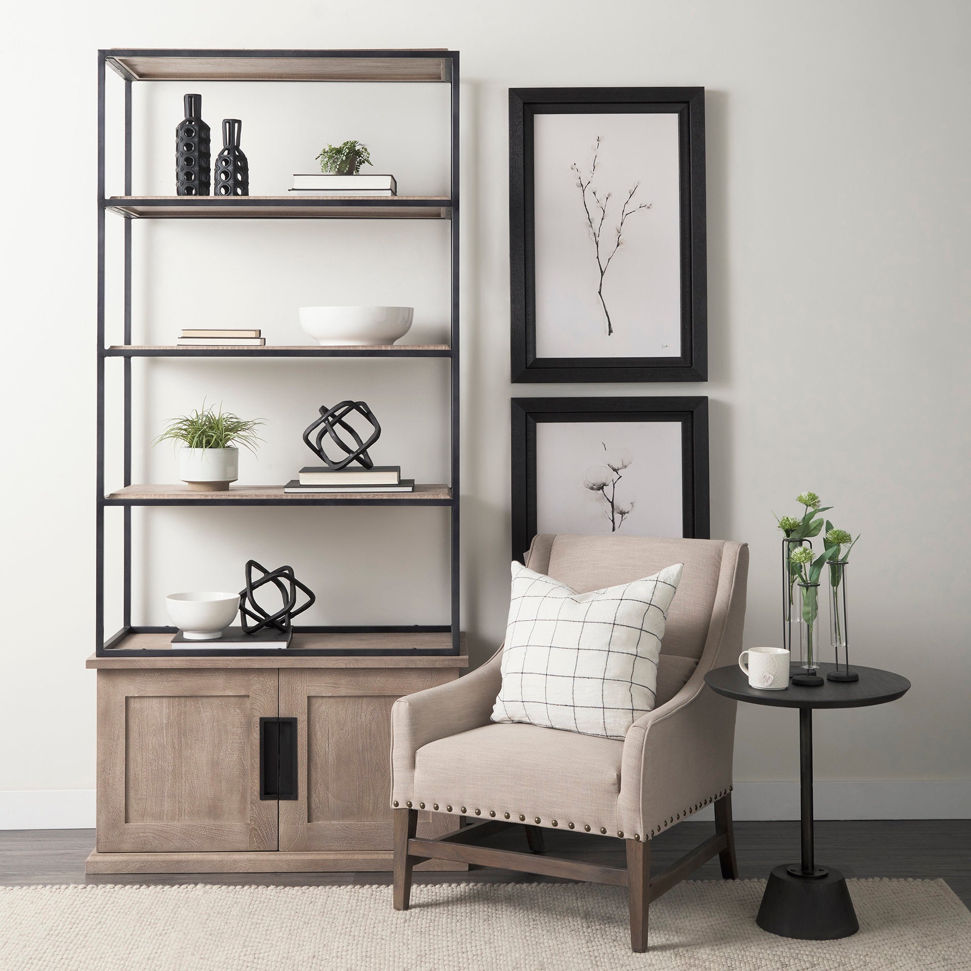 Maxwell End Side Table Dark Brown Wood | Black Metal - end-and-side-tables