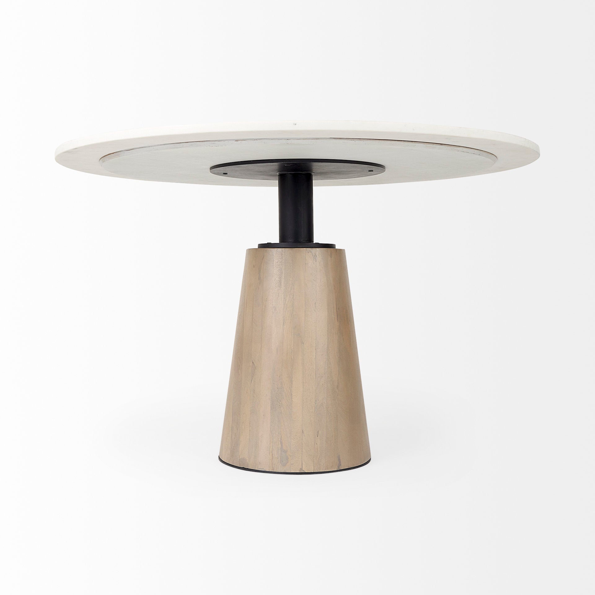 Maxwell Dining Table White Marble | Light Wood | Black Accent - dining-table