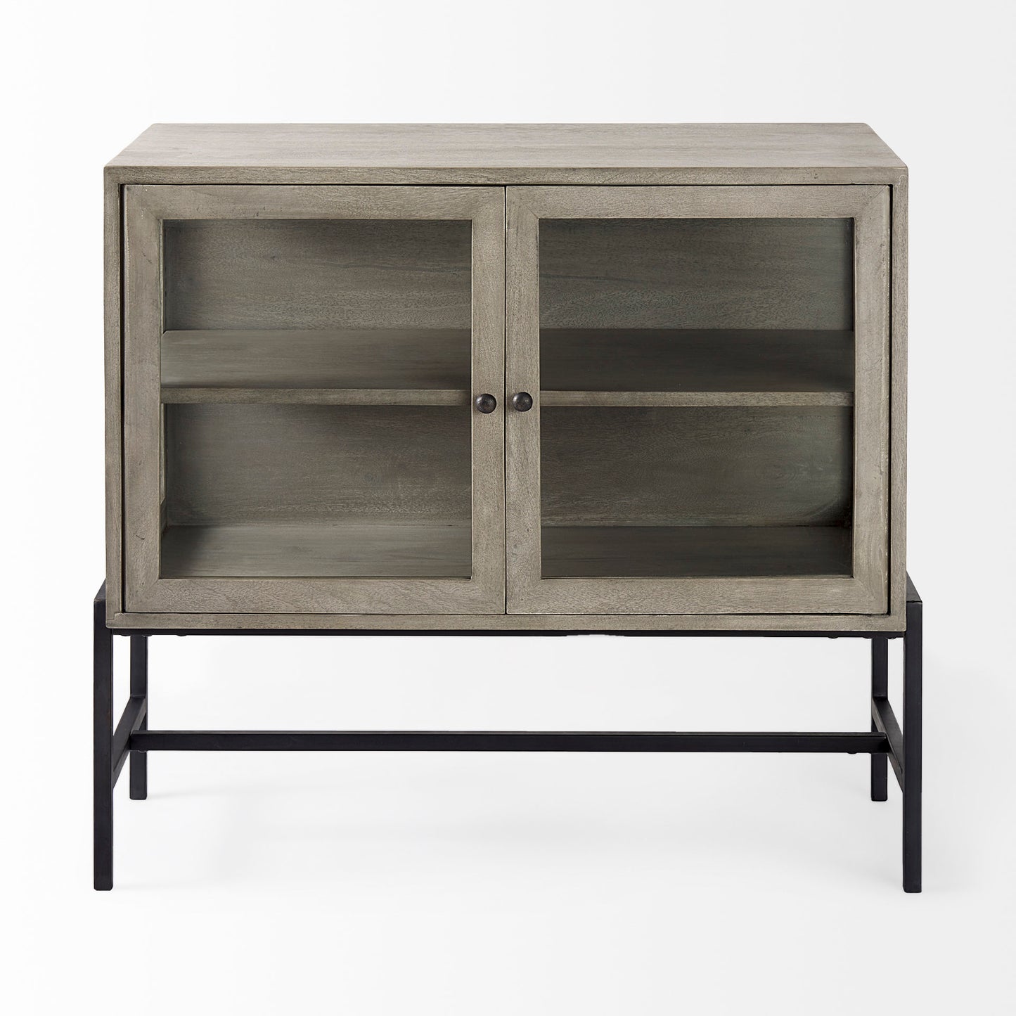 Arelius Accent Cabinet Gray Wood | Black Metal - acc-chest-cabinets