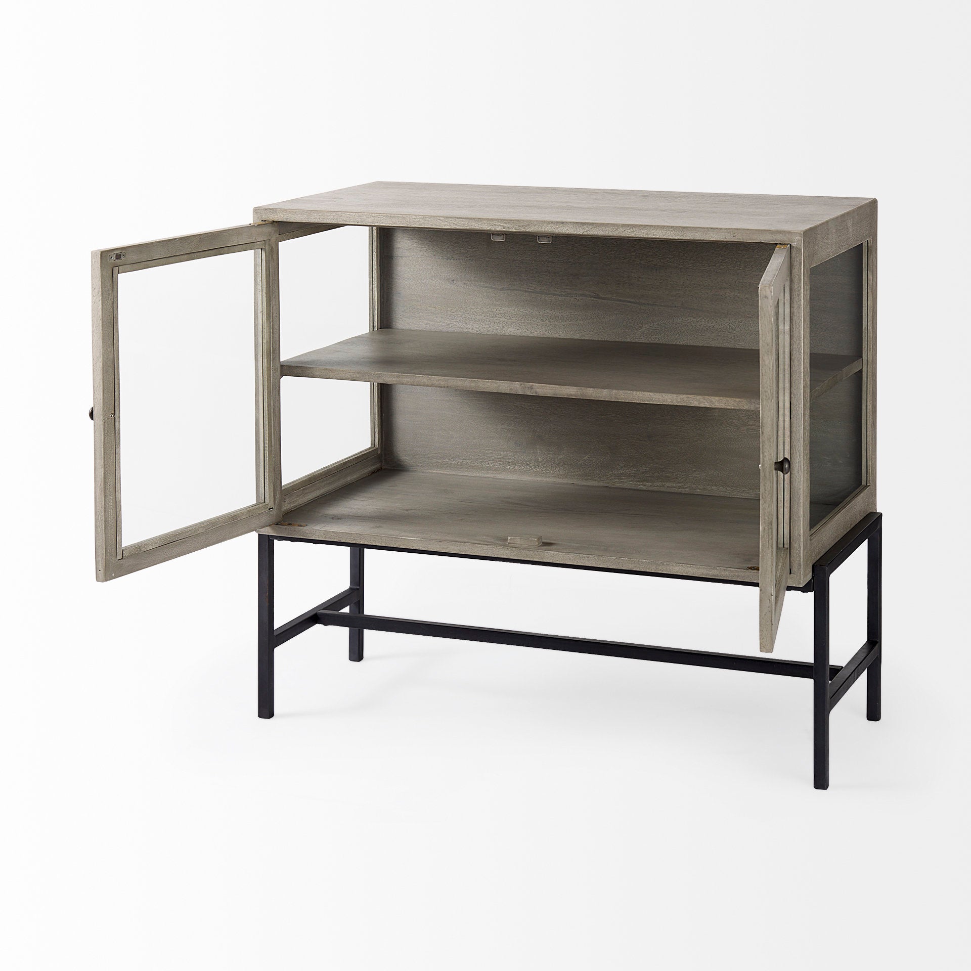 Arelius Accent Cabinet Gray Wood | Black Metal - acc-chest-cabinets