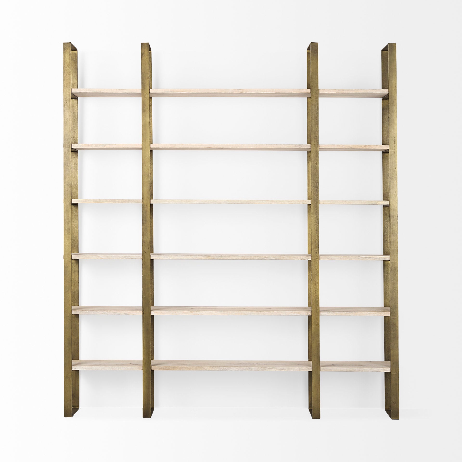 Taunton Shelving Unit Light Brown Wood | Gold Metal - shelving