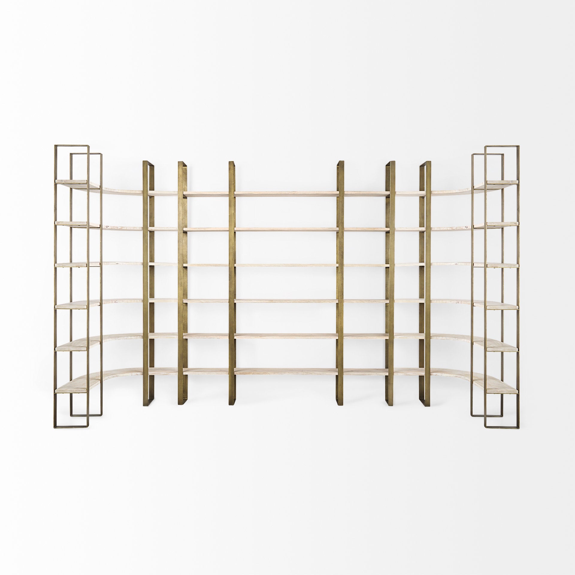Taunton Shelving Unit Light Brown Wood | Gold Metal - shelving
