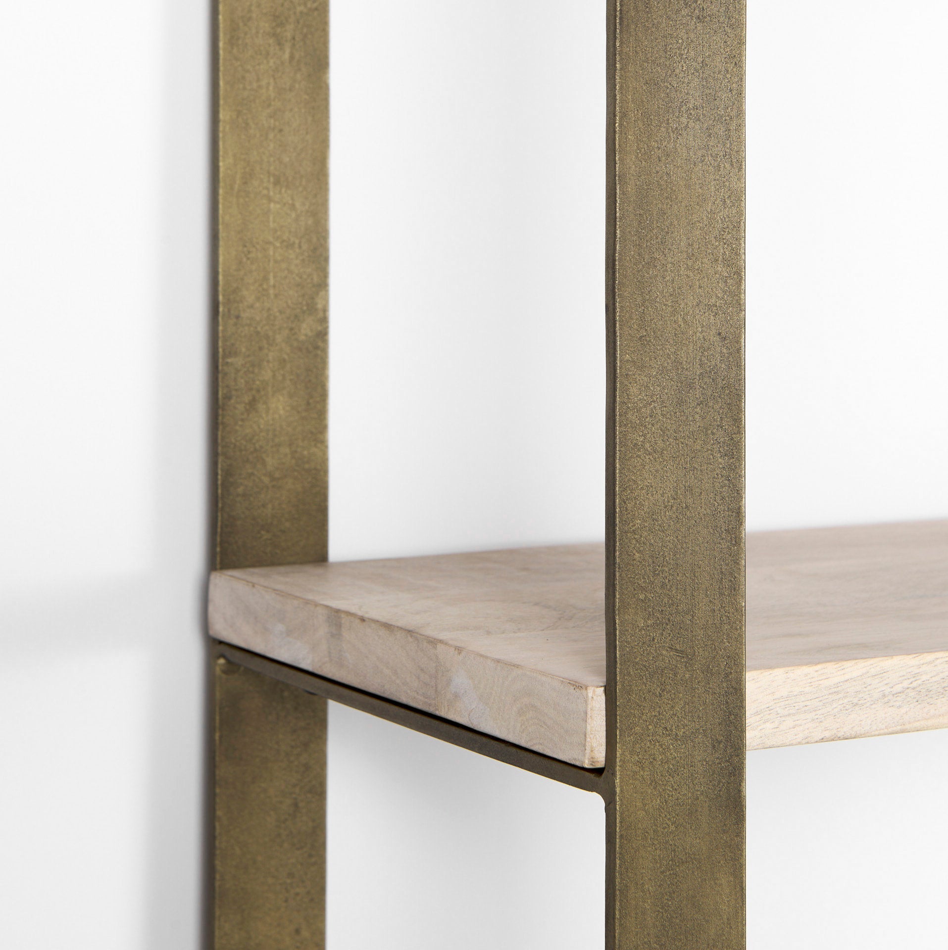 Taunton 80L x 10.5W x 90H Light Brown Wood W/ Gold Metal Frame 6 Tier Shelving Unit