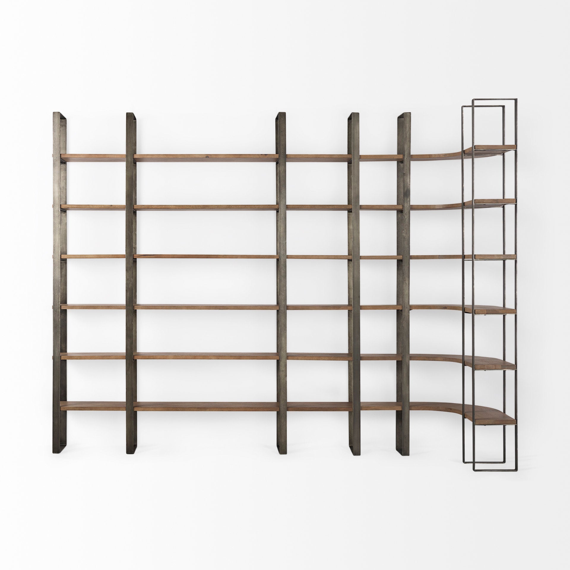 Taunton Shelving Unit Brown Wood | Nickel Metal - shelving