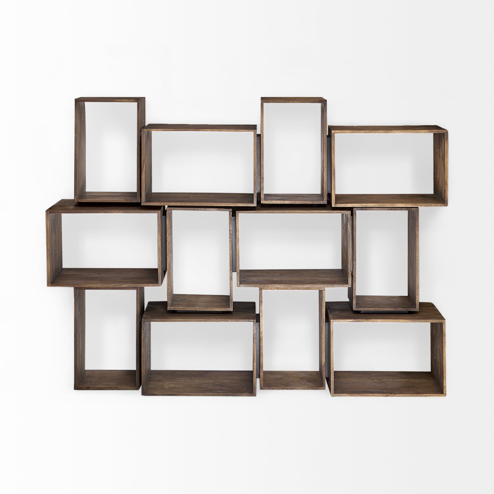 Simul Brown Wood 2 Shelves Modular Shelving Unit